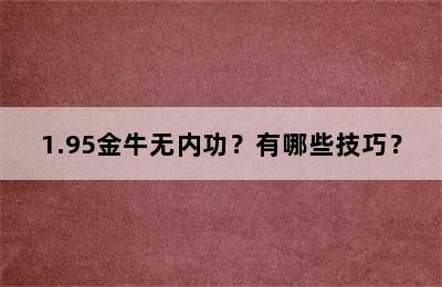 1.95金牛无内功？有哪些技巧？