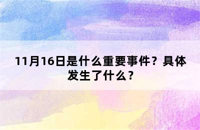 11月16日是什么重要事件？具体发生了什么？