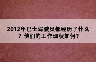 2012年巴士驾驶员都经历了什么？他们的工作现状如何？