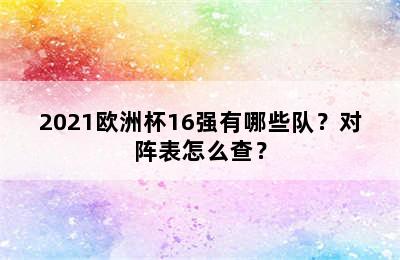 2021欧洲杯16强有哪些队？对阵表怎么查？