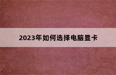 2023年如何选择电脑显卡