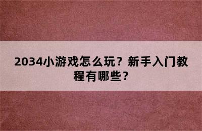 2034小游戏怎么玩？新手入门教程有哪些？