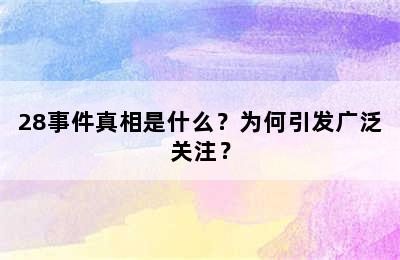 28事件真相是什么？为何引发广泛关注？