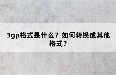 3gp格式是什么？如何转换成其他格式？