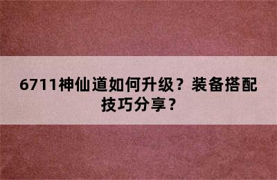 6711神仙道如何升级？装备搭配技巧分享？