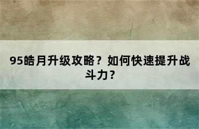 95皓月升级攻略？如何快速提升战斗力？