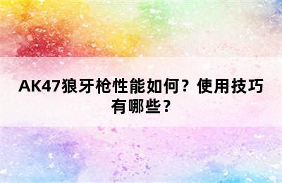 AK47狼牙枪性能如何？使用技巧有哪些？