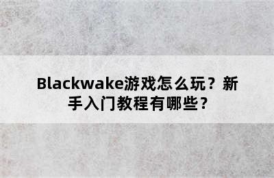 Blackwake游戏怎么玩？新手入门教程有哪些？