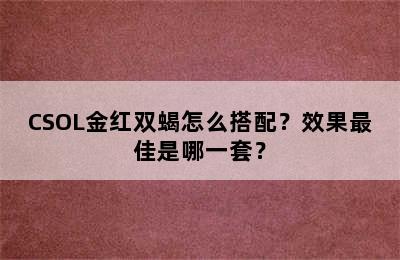 CSOL金红双蝎怎么搭配？效果最佳是哪一套？