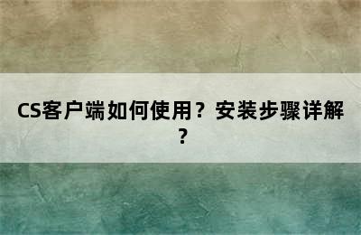 CS客户端如何使用？安装步骤详解？