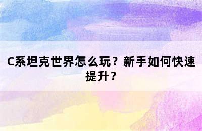 C系坦克世界怎么玩？新手如何快速提升？