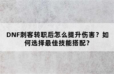 DNF刺客转职后怎么提升伤害？如何选择最佳技能搭配？