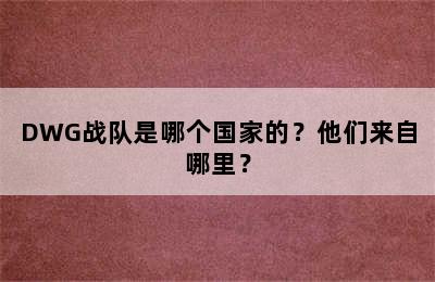 DWG战队是哪个国家的？他们来自哪里？