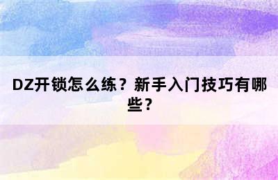 DZ开锁怎么练？新手入门技巧有哪些？