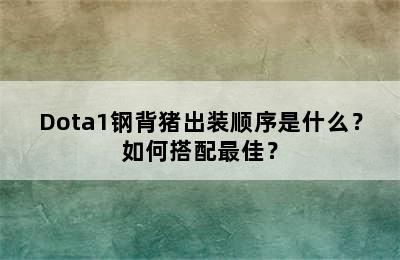 Dota1钢背猪出装顺序是什么？如何搭配最佳？