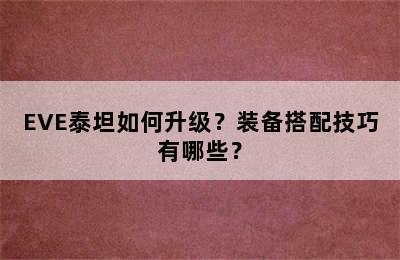 EVE泰坦如何升级？装备搭配技巧有哪些？