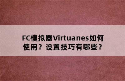 FC模拟器Virtuanes如何使用？设置技巧有哪些？