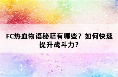 FC热血物语秘籍有哪些？如何快速提升战斗力？