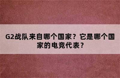 G2战队来自哪个国家？它是哪个国家的电竞代表？