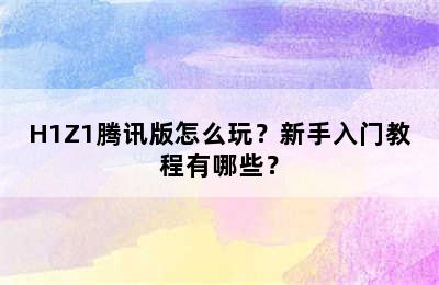 H1Z1腾讯版怎么玩？新手入门教程有哪些？