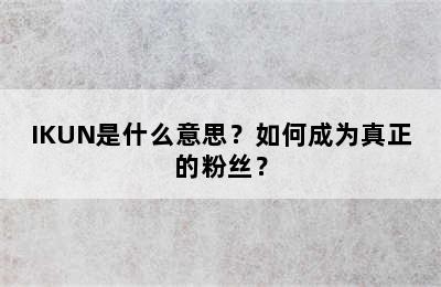 IKUN是什么意思？如何成为真正的粉丝？