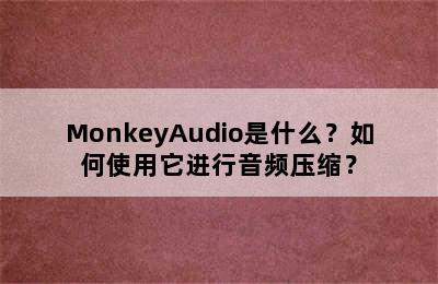 MonkeyAudio是什么？如何使用它进行音频压缩？