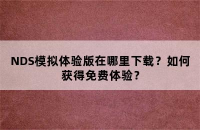 NDS模拟体验版在哪里下载？如何获得免费体验？