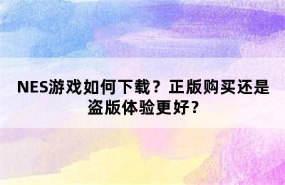 NES游戏如何下载？正版购买还是盗版体验更好？