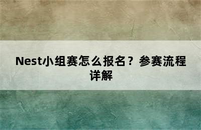 Nest小组赛怎么报名？参赛流程详解