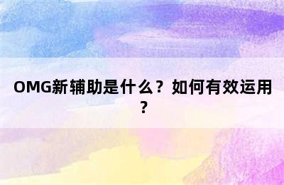 OMG新辅助是什么？如何有效运用？