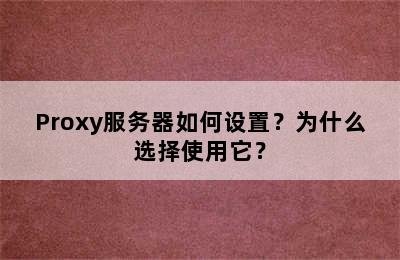 Proxy服务器如何设置？为什么选择使用它？