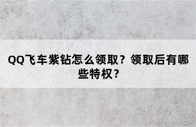 QQ飞车紫钻怎么领取？领取后有哪些特权？