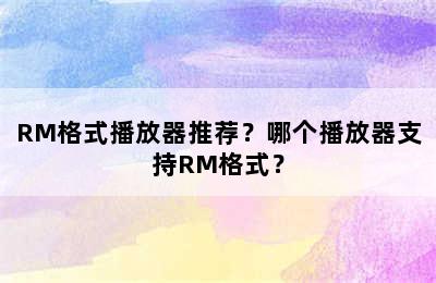 RM格式播放器推荐？哪个播放器支持RM格式？