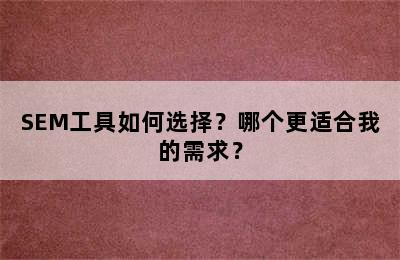 SEM工具如何选择？哪个更适合我的需求？