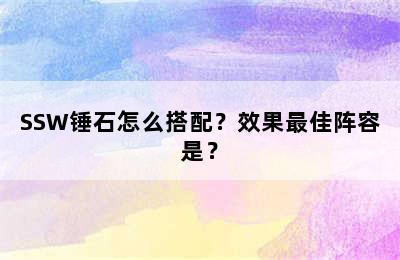 SSW锤石怎么搭配？效果最佳阵容是？