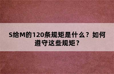 S给M的120条规矩是什么？如何遵守这些规矩？