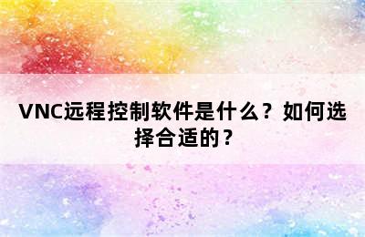 VNC远程控制软件是什么？如何选择合适的？