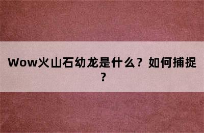 Wow火山石幼龙是什么？如何捕捉？