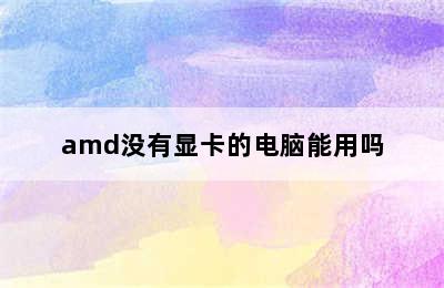 amd没有显卡的电脑能用吗