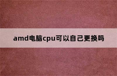 amd电脑cpu可以自己更换吗