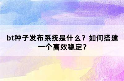 bt种子发布系统是什么？如何搭建一个高效稳定？