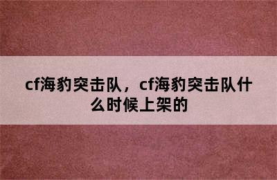 cf海豹突击队，cf海豹突击队什么时候上架的