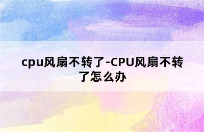cpu风扇不转了-CPU风扇不转了怎么办