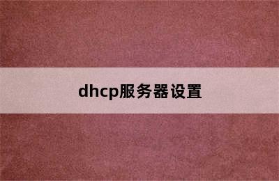 dhcp服务器设置