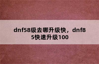 dnf58级去哪升级快，dnf85快速升级100