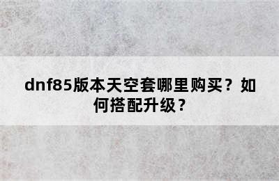 dnf85版本天空套哪里购买？如何搭配升级？