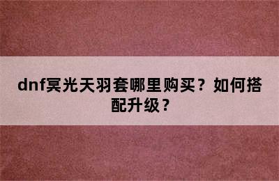 dnf冥光天羽套哪里购买？如何搭配升级？