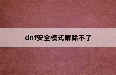 dnf安全模式解除不了