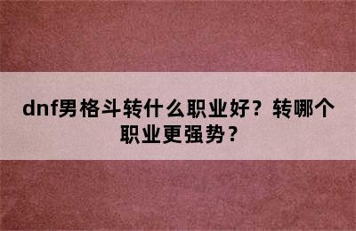 dnf男格斗转什么职业好？转哪个职业更强势？