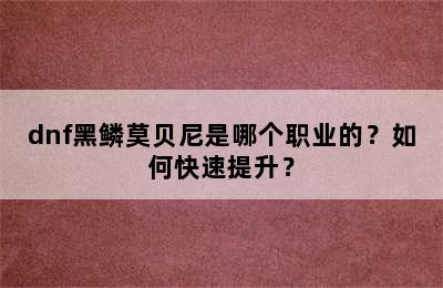 dnf黑鳞莫贝尼是哪个职业的？如何快速提升？